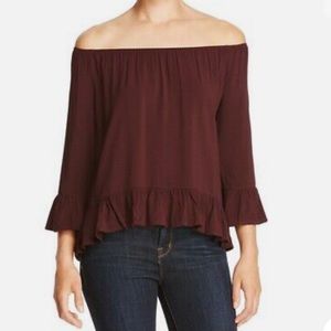 Sanctuary Merlot Julia On/Off Shoulder Blouse Size Small
